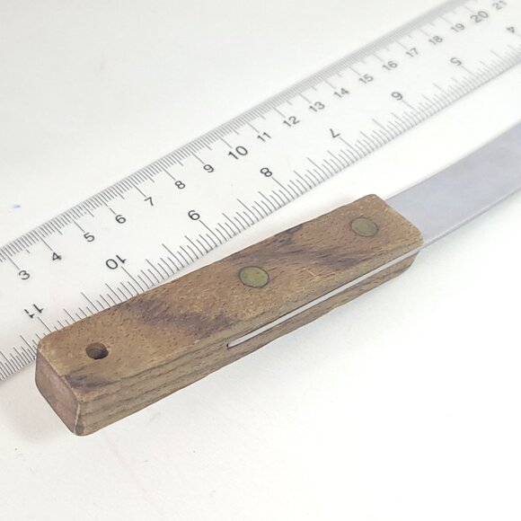 Solid Vintage Vernco Ice Cream Spoon Scoop Shovel Wooden Handle Brass Rivets - Picture 6 of 9